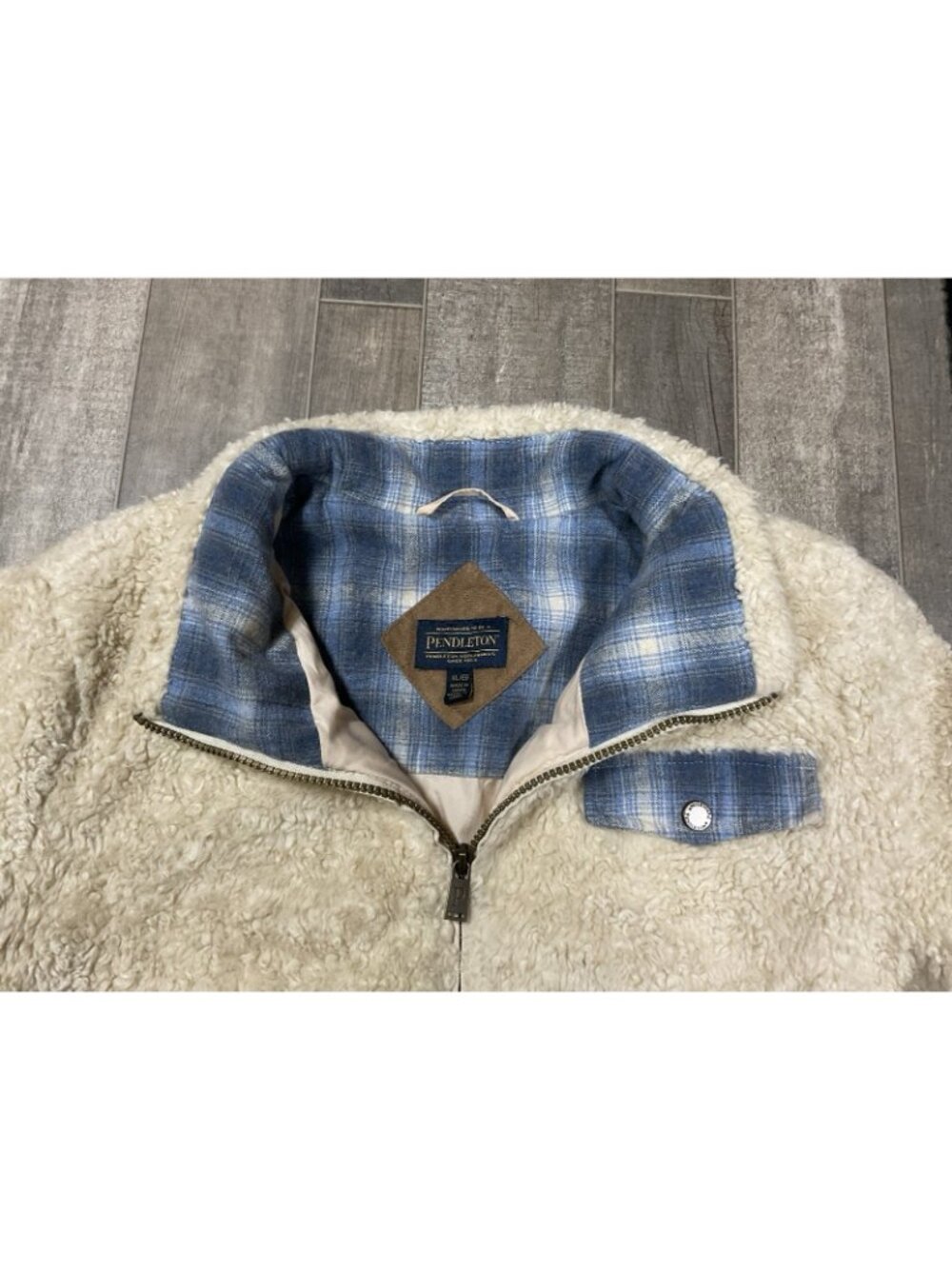 Pendleton Womens Sherpa Fleece Jacket Wool Trim Size XL Full Zip Cowgirl - Picture 4 of 11